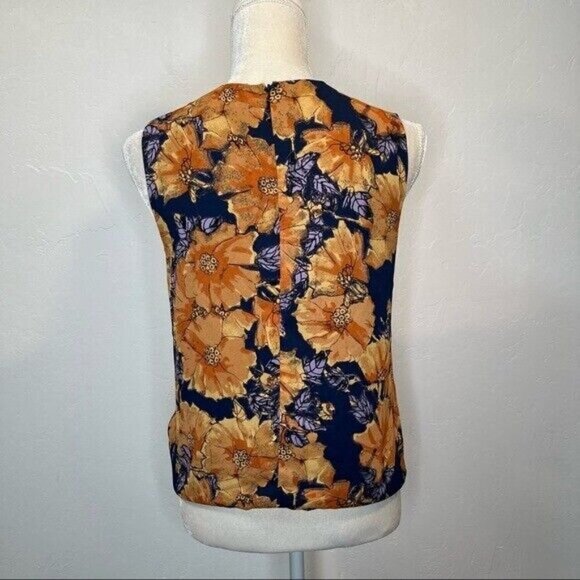 Aritzia Babaton Hopkins Blouse Floral Top Size S sleeveless front tie - Picture 8 of 12